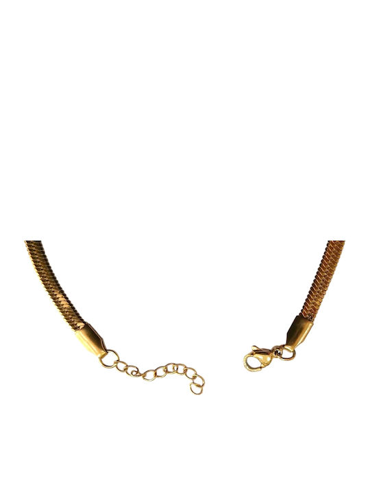 Kalliopi Silver Gold Plated Steel Anklet Chain 20cm HBM-5013