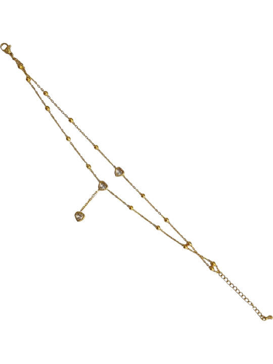 Kalliopi Silver Gold Plated Steel Anklet Chain 20cm HBM-5014