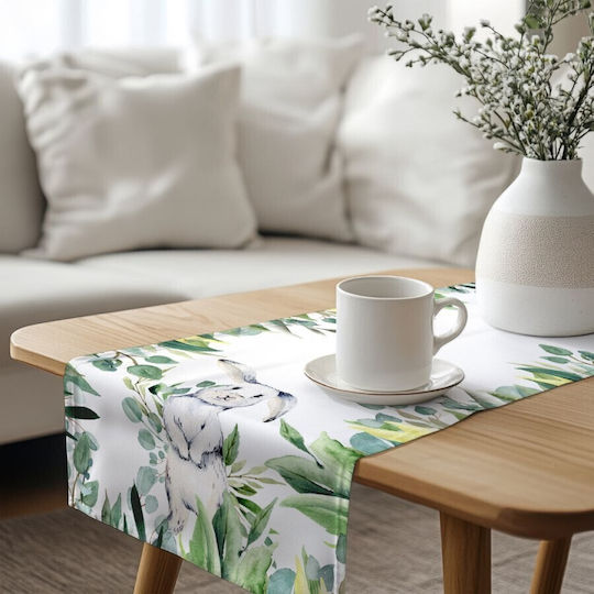 Față De Masă Decorativă 40x150 Cm 100% Bumbac Gizmo Frunze Verzi