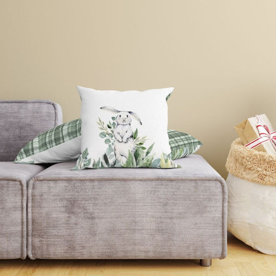 Decorative Pillowcase 45x45 Cm 100% Cotton Gizmo Green Leaves