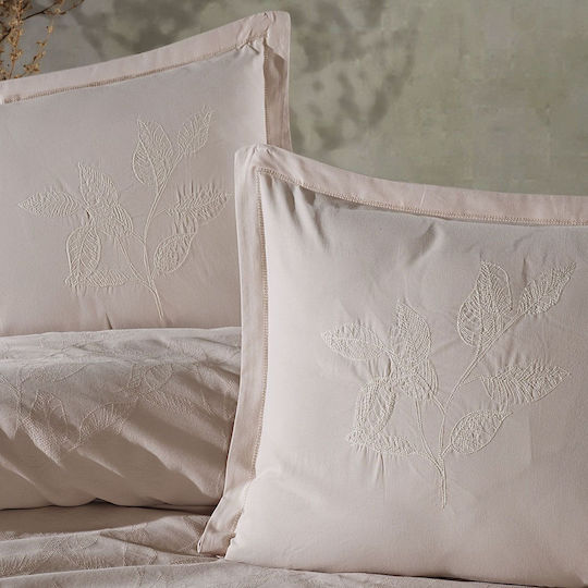 Clasy Home Σετ Παπλωματοθήκη Βαμβακερή 200x220cm Διπλή με 2 Μαξιλαροθήκες & 1 Σεντόνι Beige