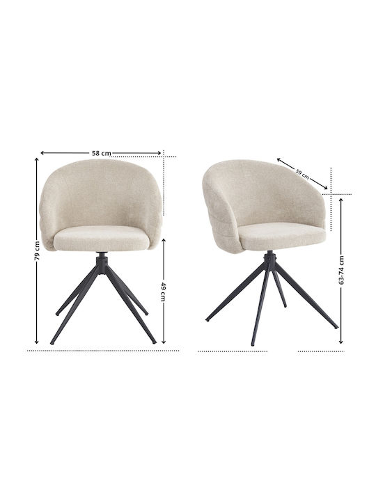 Dining Chair with Beige Fabric Upholstery