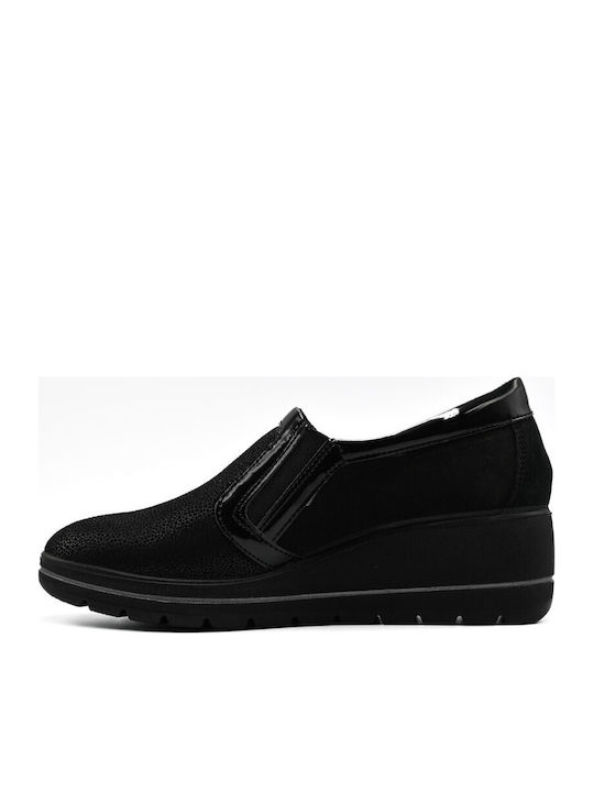 Ανατομικά Γυναικεία Slip-On Δερμάτινα Μαύρα