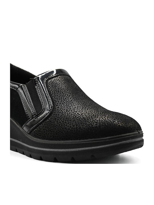 Ανατομικά Γυναικεία Slip-On Δερμάτινα Μαύρα