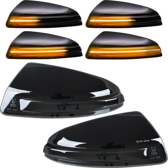 Mercedes S204 W204 C-class 07-11 Left + Right Turn Signal Mirror Smoked Dynamic Led 2 Pcs Set