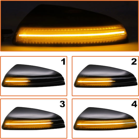 Mercedes S204 W204 C-class 07-11 Left + Right Turn Signal Mirror Smoked Dynamic Led 2 Pcs Set