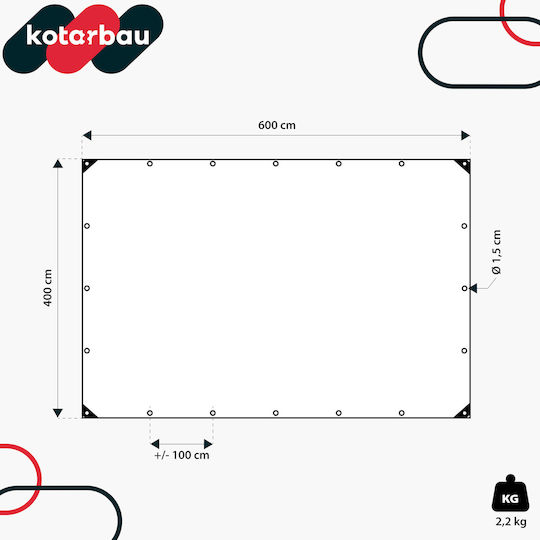 Kotarbau Водоустойчив Покривка 120гр/м² 6x2м Тип Светлина Прозрачен