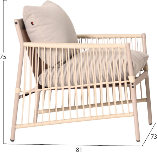 Set Mobilier Exterior Deandra 4 Piese Șampanie Cu Perne
