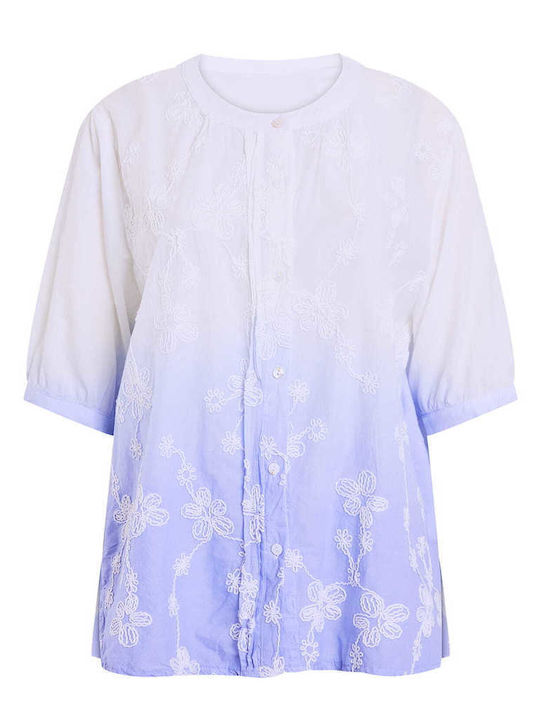 Celestino Women's Shirt Color Gradient Loose Fit Light Blue
