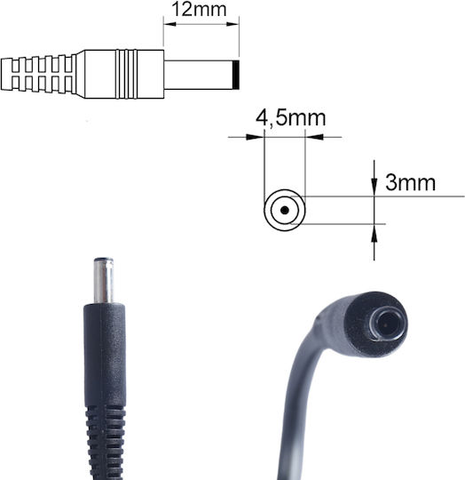 Laptop Charger 90W 19.5V 4.62A for Dell with Detachable Power Cord