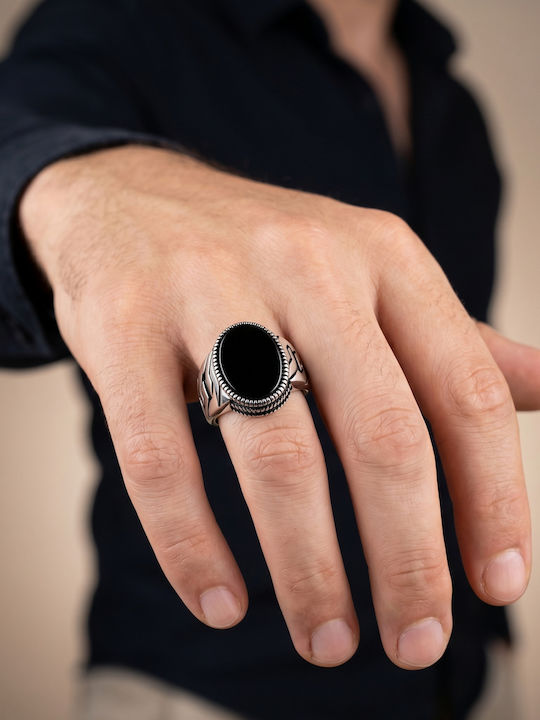 Kiriakos Gofas Men's Ring with Zircon from Silver