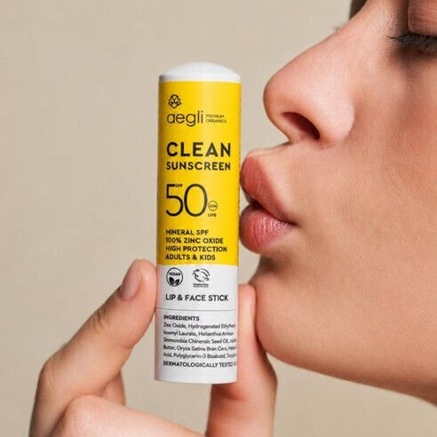 Aegli Premium Organics Clean Sunscreen Αντηλιακό Προσώπου & Χειλιών SPF50 6gr