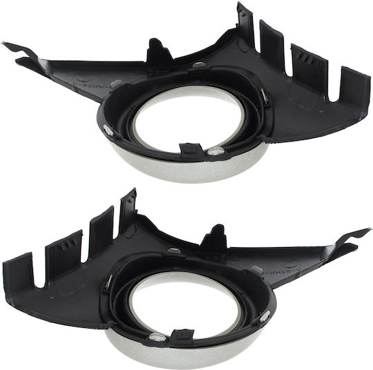 Peugeot 207 06-09 Front Bumper Grille Black Silver Halogen Frame Left + Right 2 Pcs Set