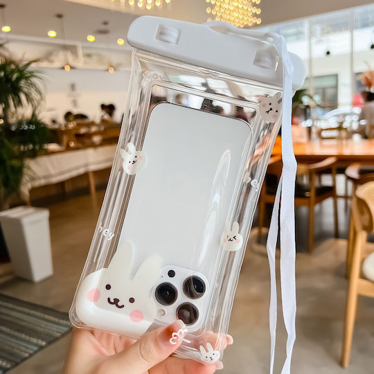 Flippy Kids Wasserdichtes Unterwasser Gehäuse Schneefest Universelle Handyhülle Dokumente Bunny Weiß