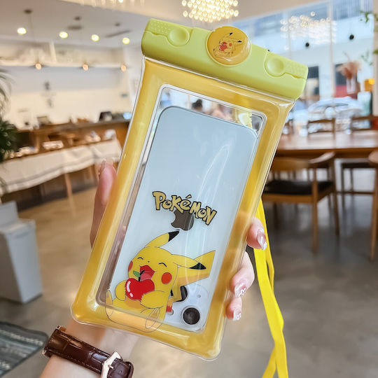 Flippy Mascot Waterproof Snowproof Underwater Case Universal Lanyard Phone Documents Pika Yellow
