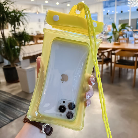 Zip Waterproof Flippy Underwater Case Snowproof Universal Waterproof Lanyard Phone Documents Yellow