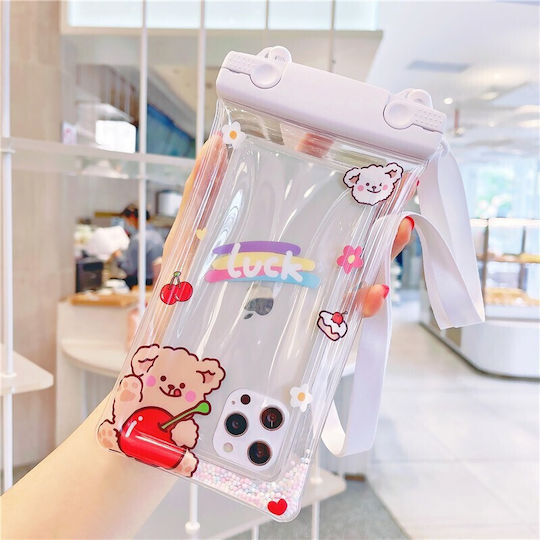 Fruchtwasserdichtes Flippy Unterwasser Gehäuse Schneefest Universelle Wasserdichte Lanyard Handy Dokumente Kirsche Bär Weiß