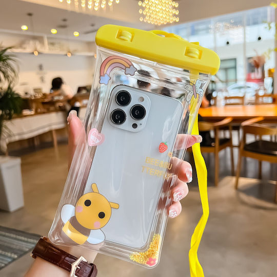 Flippy Glitter Kinder Wasserdichtes Unterwasser Gehäuse Schneefeste Universelle Handyhülle Mit Tragegurt Gelbe Telefon Dokumente
