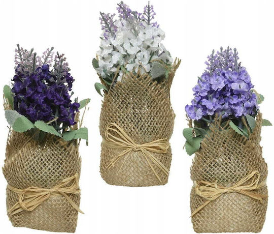Lavender In A Jute Casing 17x7cm Artificial Decorative Plant