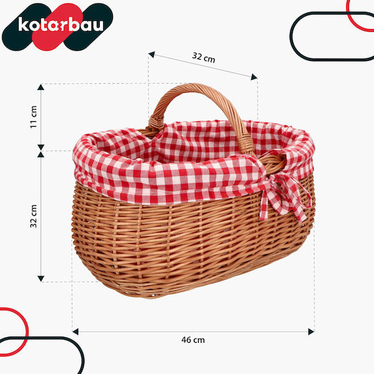 Kotarbau Διακοσμητικό Καλάθι Ψάθινο με Χερούλια Κόκκινο