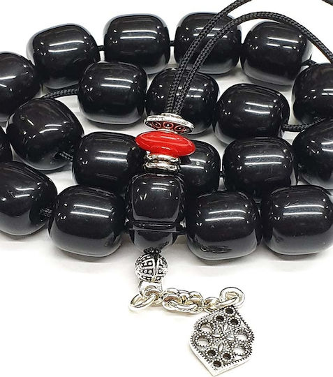 Roloi Komboloi Worry Beads with 19 Beads Made of Resin Length 28cm Black