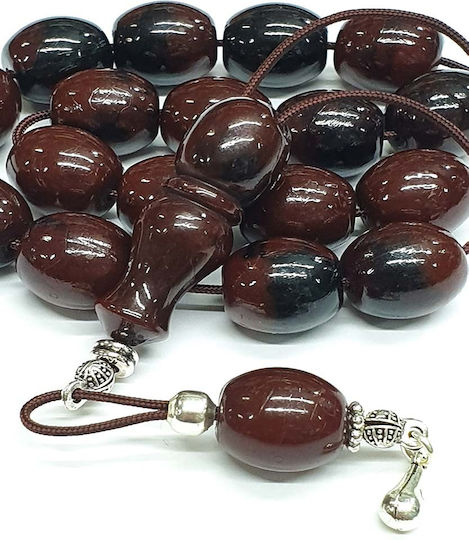 Roloi Komboloi Worry Beads with 17 Beads Made of Resin Length 31cm Brown