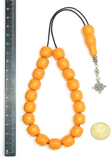 Roloi Komboloi Worry Beads with 19 Resin Beads Length 28cm Orange