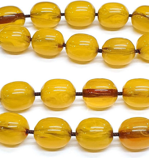 Roloi Komboloi Worry Beads with 21 Beads Made of Resin Length 27cm Yellow