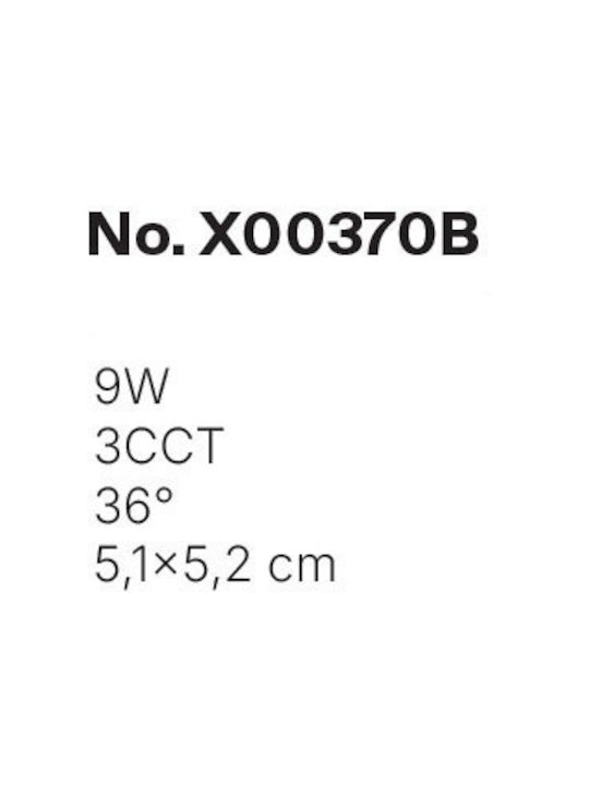 Inlight Метално Вградено Спот Черно 5.1x5.1см