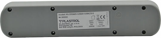 Festverlängerungskabel 3x Schalter Usb A Usb C Steckdosen 5m Schuko Ps-370sws+usba+usbc/5 E W-30008