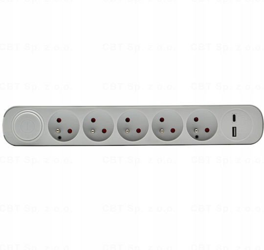 Fixed Extension Cord 5x Schuko Switch 1x Usb A 1x Usb C 1.5m Ps-570sws+usba+usbc/1.5 E W-30009