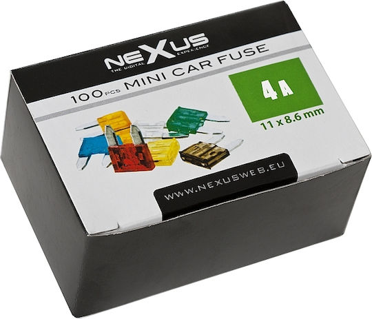Set 25 Siguranțe Auto Mini Tip Lamă 4A Siguranță Auto 11 X 8,6 Mm Set 25 Bucăți