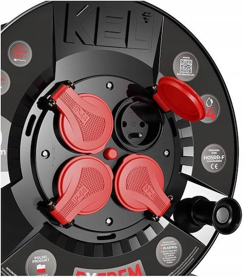 Extreme Line 25m 4-socket Reel Extension Cord Ip44 16a Black