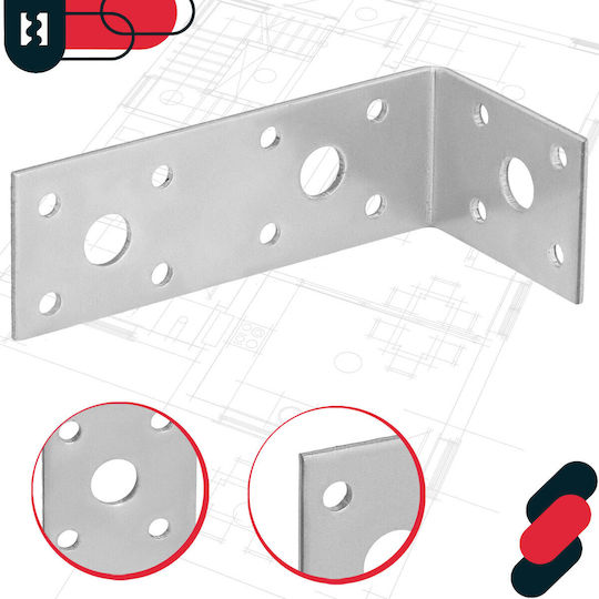 Kotarbau Carpenter's Angle Steel Construction Connector Stainless Galvanized 100 X 50 X 35 Mm Set 25 Pcs