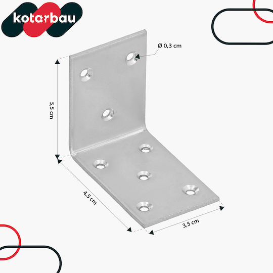 Kotarbau Carpenter's Angle Steel Stainless Galvanized Construction Connector 55 X 45 X 35 Mm Set 25 Pcs