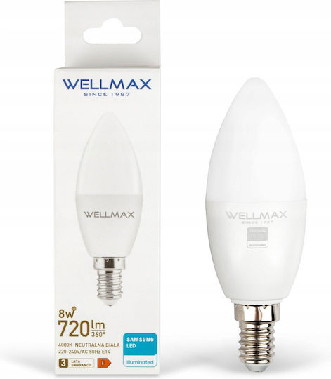 Wellmax LED Bulb 8W for E14 Socket Natural White 720lm