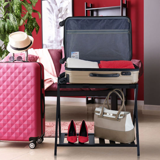 Relaxdays Rack Pentru Bagaje De Hotel Din Lemn Pliabil Negru Cu Dimensiuni 59x40xÎnălțime 68cm Pliabil