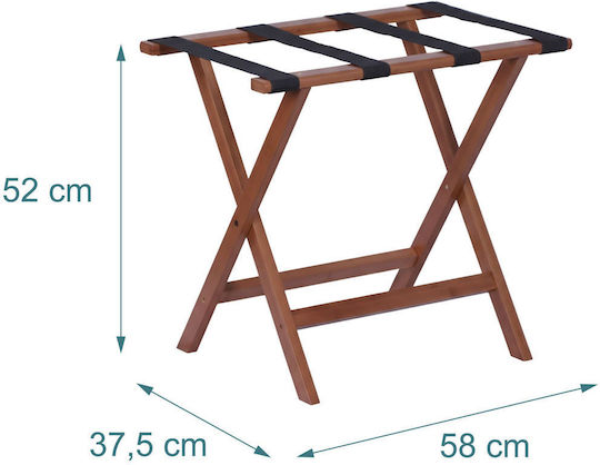 Relaxdays Rack Pentru Bagaje De Hotel Din Lemn Pliabil Maro Cu Dimensiuni 52x37.5xÎnălțime 58cm Pliabil
