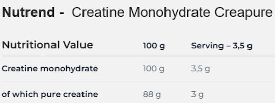Nutrend Creatine Monohydrate Performance Increase Unflavoured 500гр