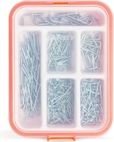 Set Unghii Cârlige Fixare Agățare 475 Bucăți Cutie Organizator