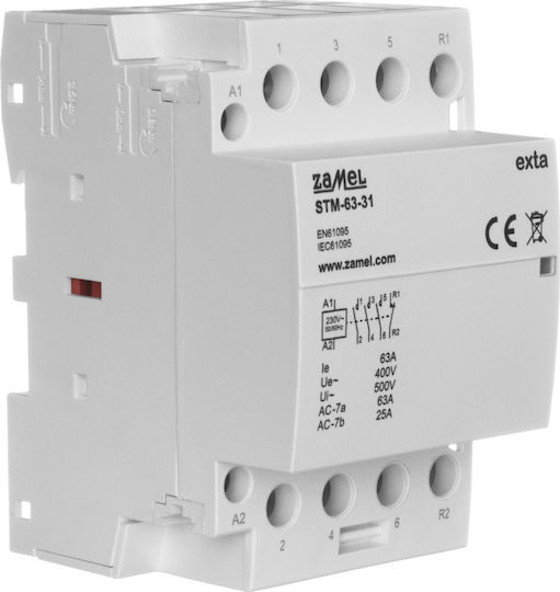 Zamel Modular Installation Contactor 63a 3no+1nc 230v Ac Type Stm-63-31 Ext10000301