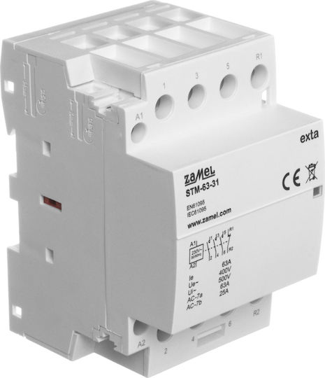 Zamel Modular Installation Contactor 63a 3no+1nc 230v Ac Type Stm-63-31 Ext10000301