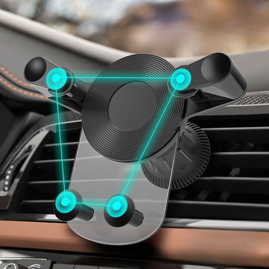 Suport Auto Flippy Pentru Telefon Prindere Pe Ventilație Cleme ABS Rotativ 12x9,5x12 Cm Negru-transparent