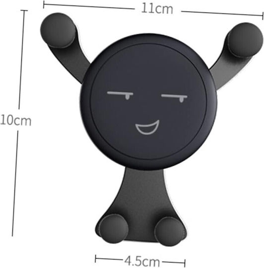 Suport Telefon Flippy Ventilație Din Abs Silicon 11 X 10 X 4 Cm Telefoane 4.0 6.0 Inch Model Față Zâmbitoare Negru