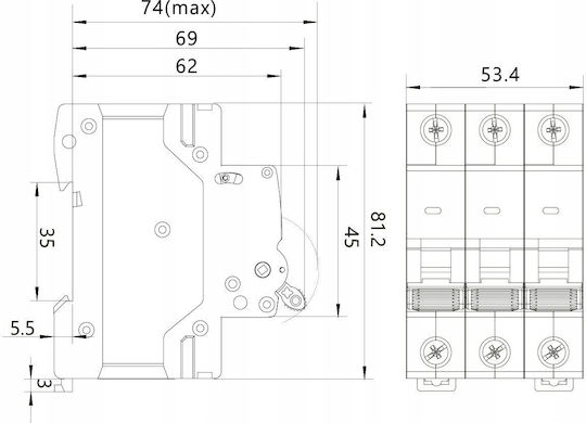 Elektro Plast Comutator Tripolar Pentru Panoul Electric 32A