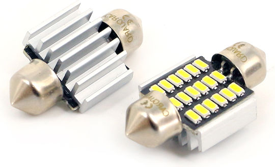 Car Led Bulb C5w 31mm 12v 2w 170lm 18 Smd White Light Set 2 Pcs