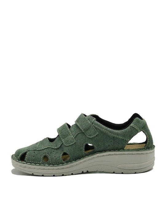 Leather Women's Ballerina Shoes In Green Colour