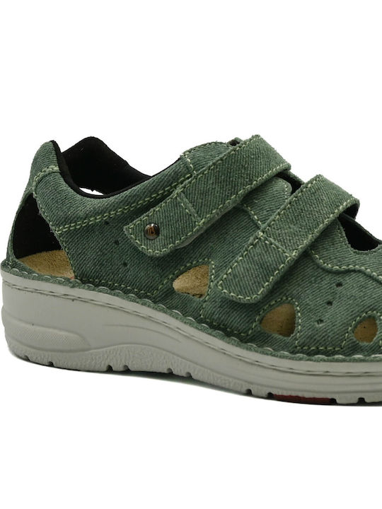 Leather Women's Ballerina Shoes In Green Colour