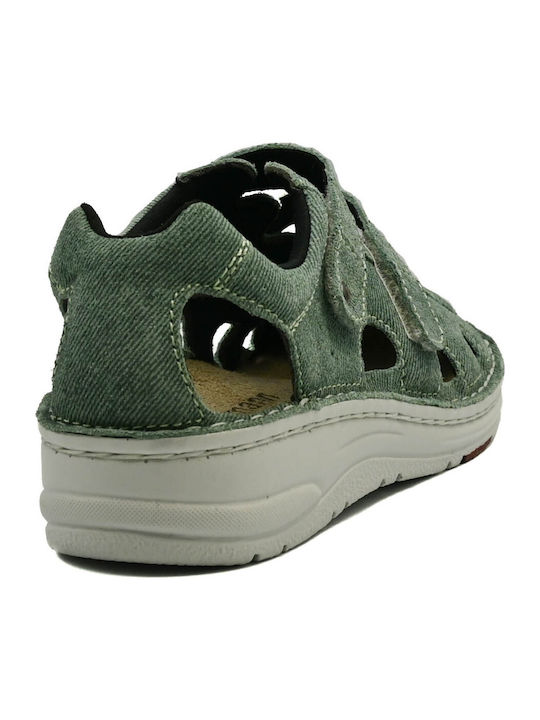 Leather Women's Ballerina Shoes In Green Colour