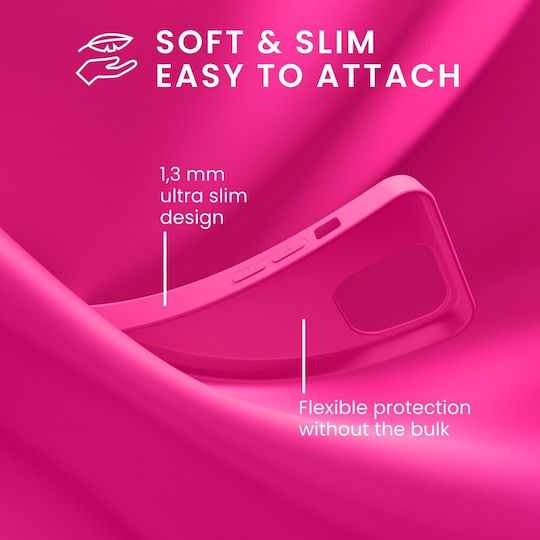 Flippy Case Apple Iphone 14 Pro Max Liquid Silicone Microfiber Interior Shockproof Protection Pink-fuchsia